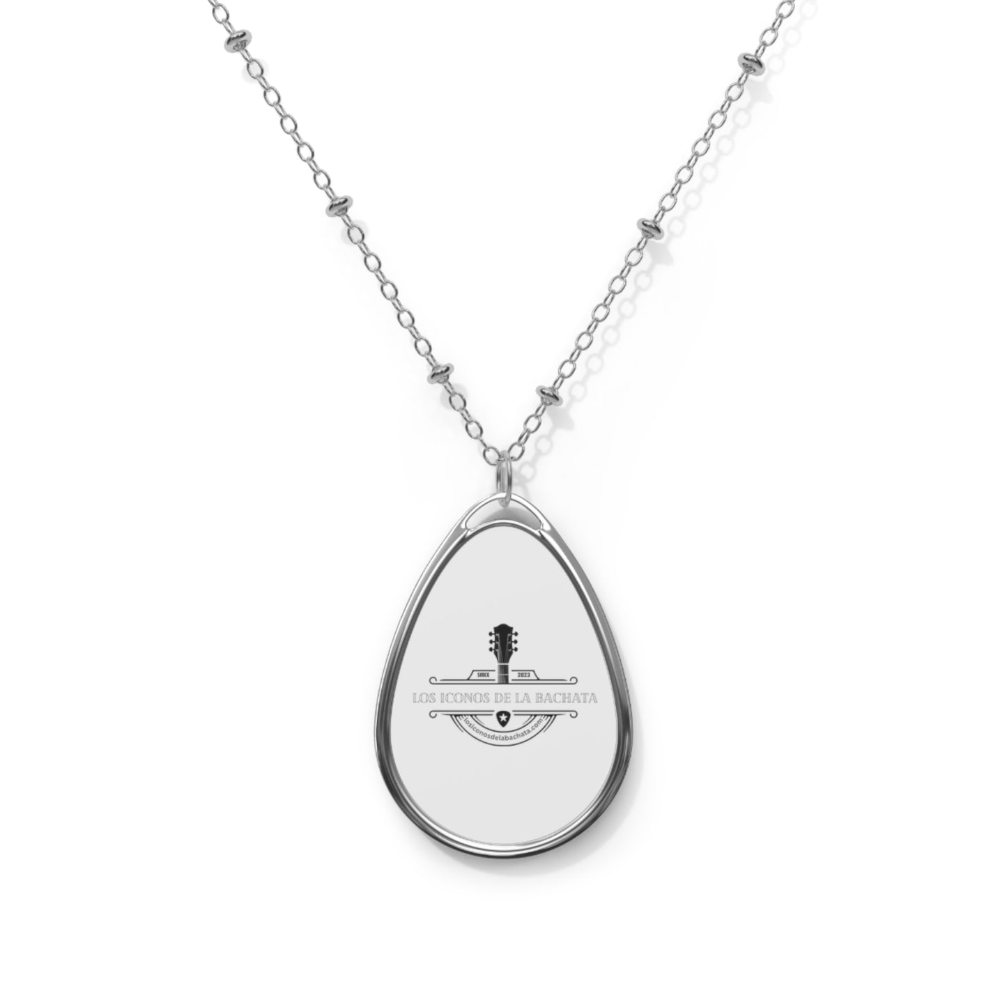 Los Iconos De La Bachata Oval Necklace