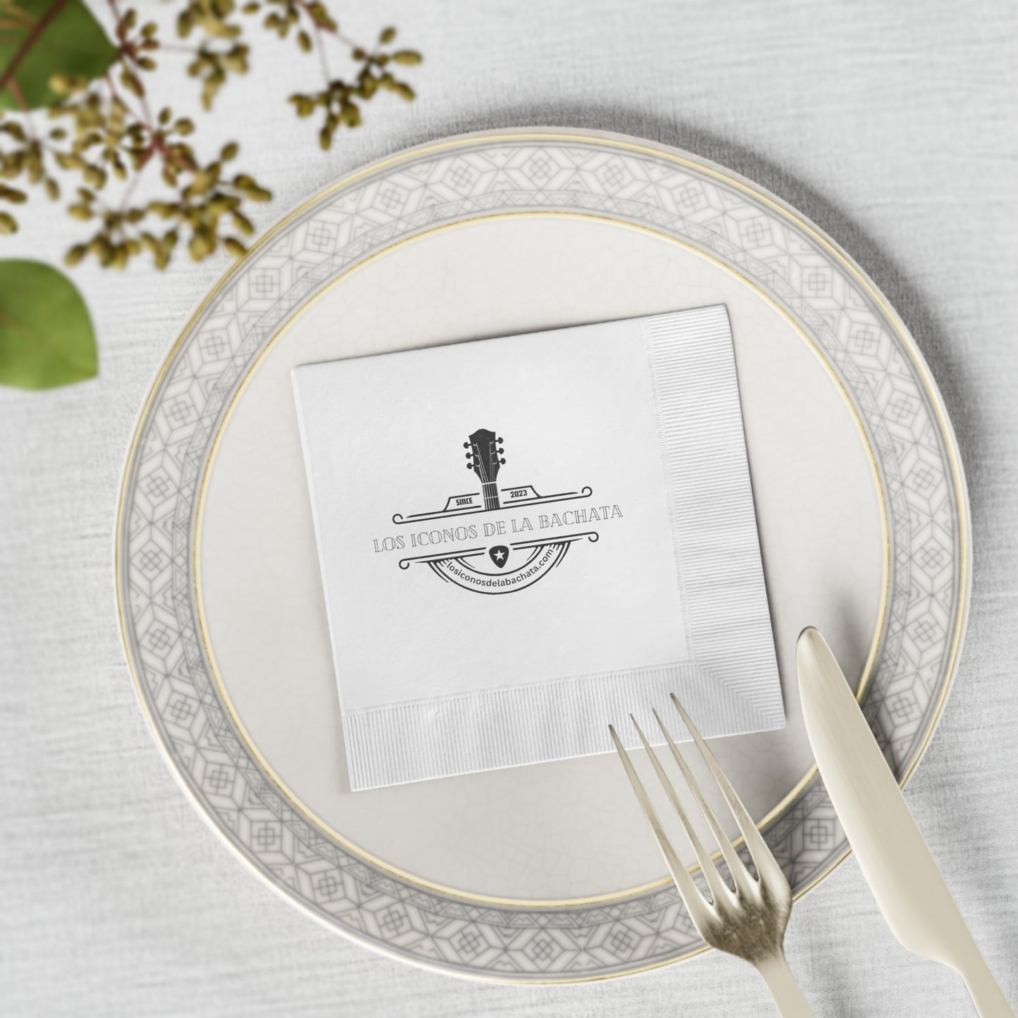 Los Iconos De La Bachata White Coined Napkins