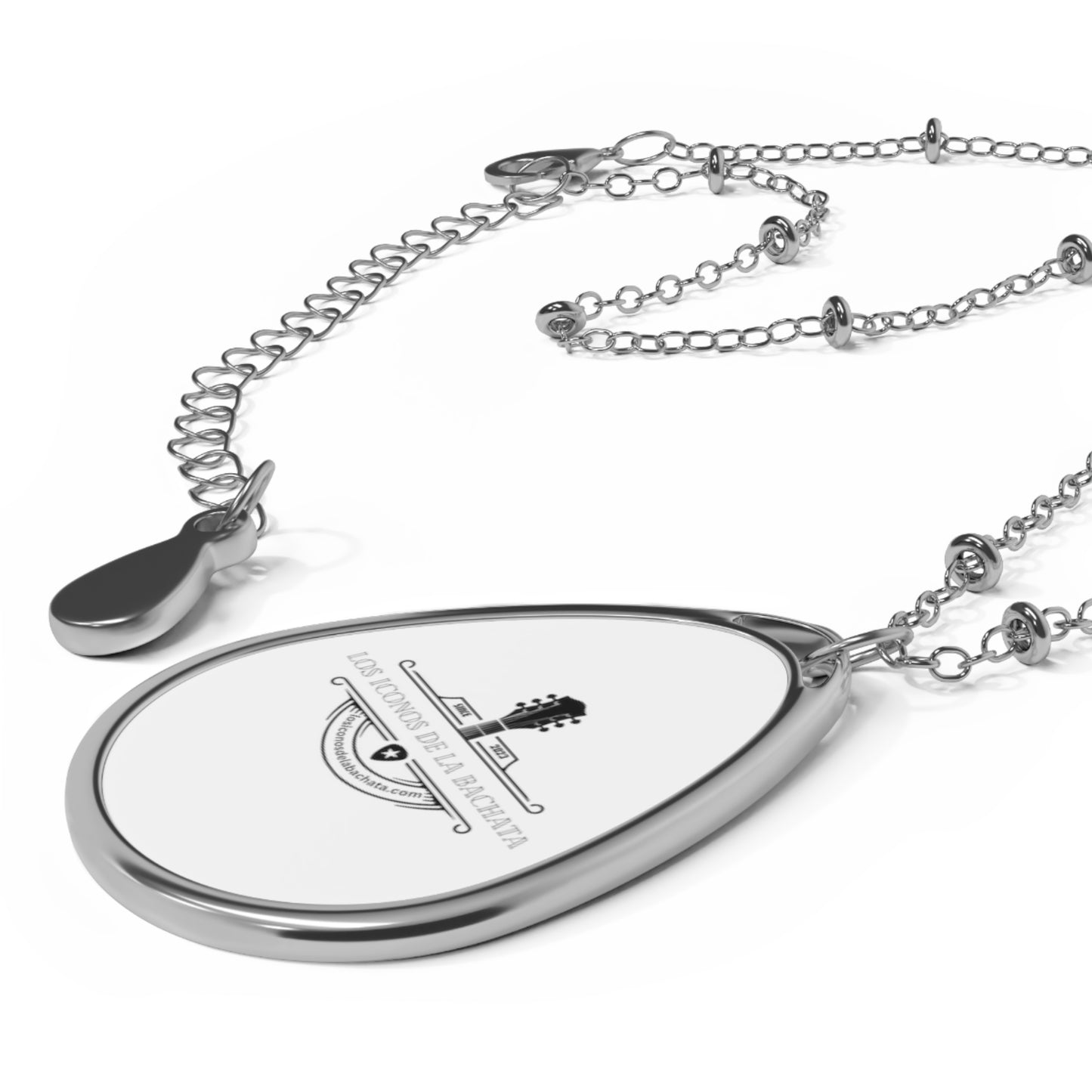 Los Iconos De La Bachata Oval Necklace